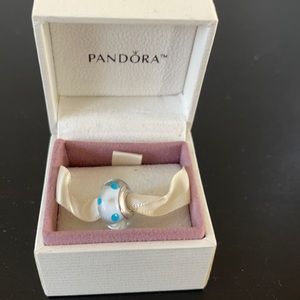 Pandora - White / Blue Murano Glass Charm